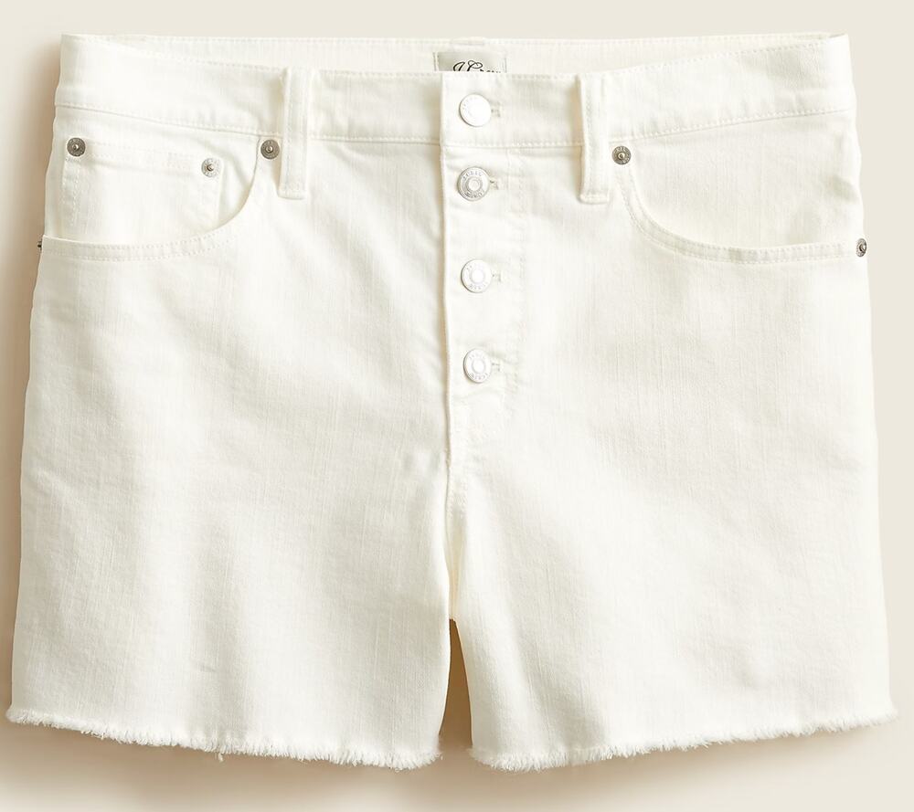 J. Crew High Rise Button Fly Cutoff Jean Denim Shorts White 27